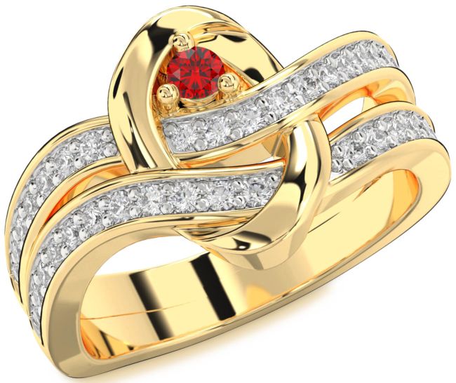 Diamond Ruby Gold Silver Round Promise Ring