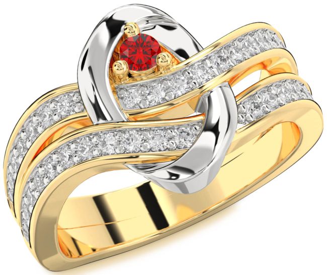 Diamond Ruby Gold Silver Round Promise Ring