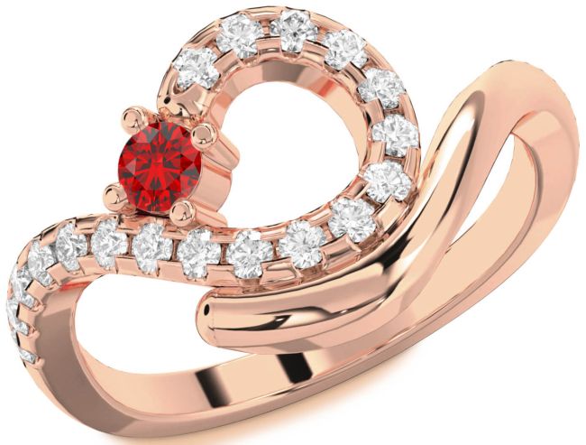 Diamond Ruby Rose Gold Round Promise Ring