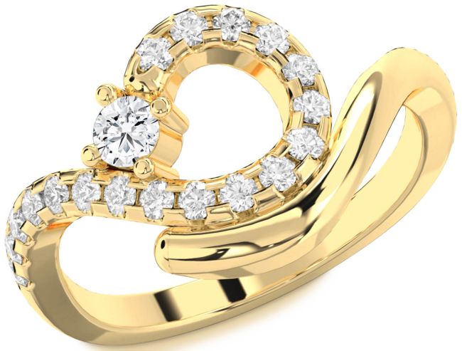 Diamond Gold Silver Round Promise Ring