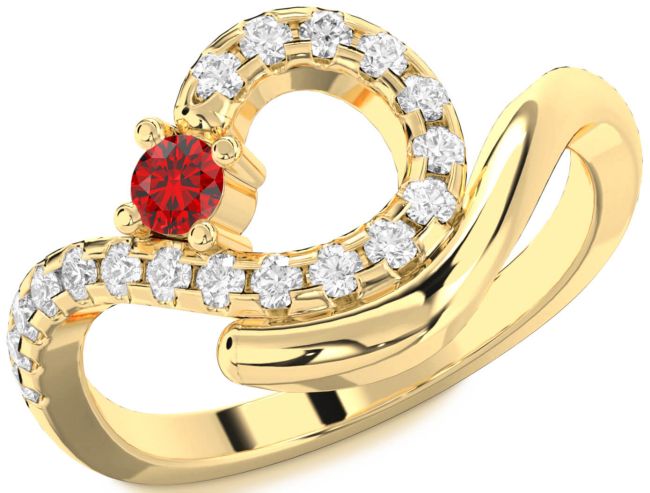 Diamond Ruby Gold Round Promise Ring