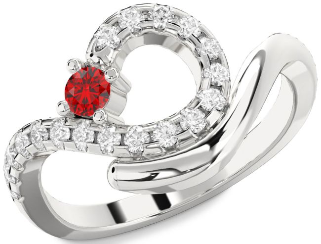 Diamond Ruby Platinum Round Promise Ring