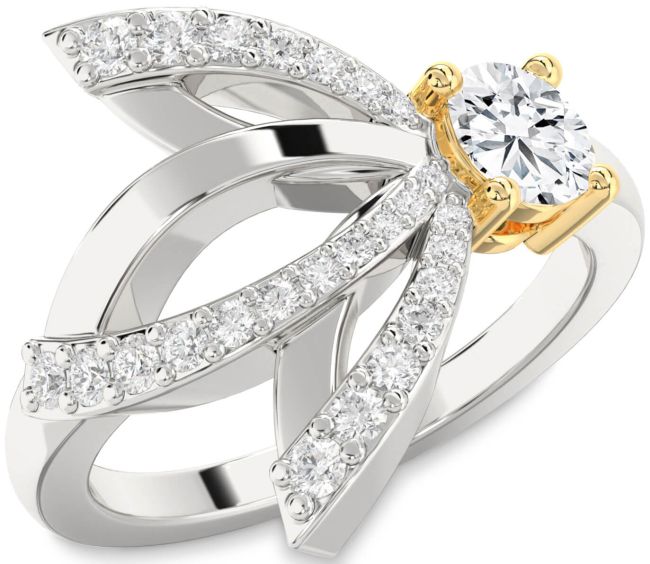 Diamond Platinum & Yellow Gold Round Promise Ring