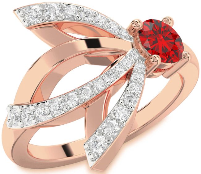 Diamond Ruby Rose Gold Round Promise Ring