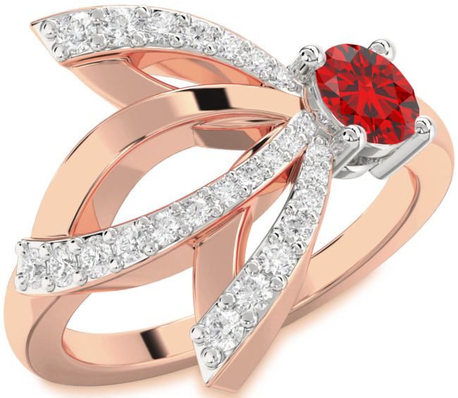 Diamond Ruby Rose Gold Silver Round Promise Ring