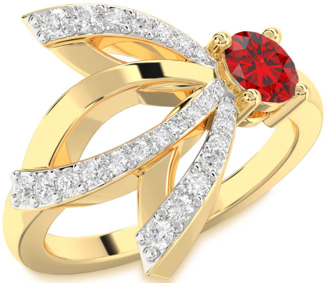 Diamond Ruby Gold Round Promise Ring