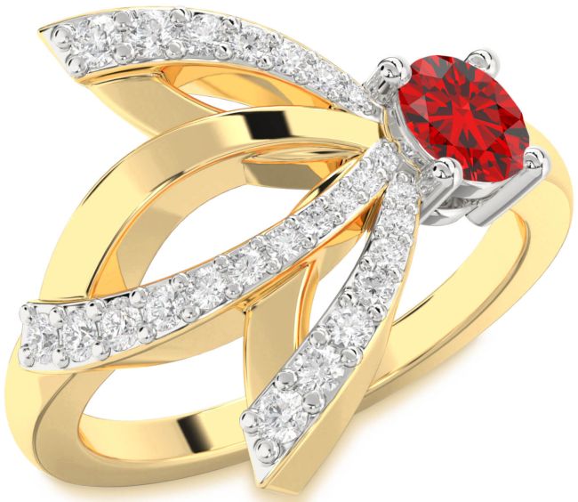 Diamond Ruby Gold Silver Round Promise Ring