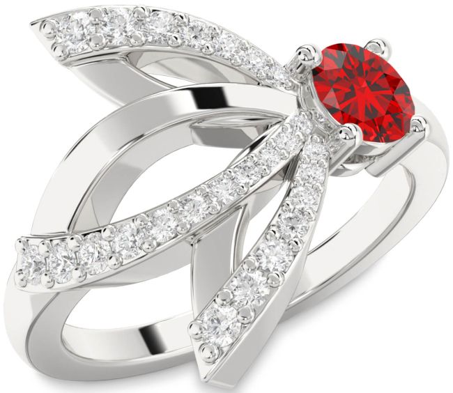 Diamond Ruby Platinum Round Promise Ring