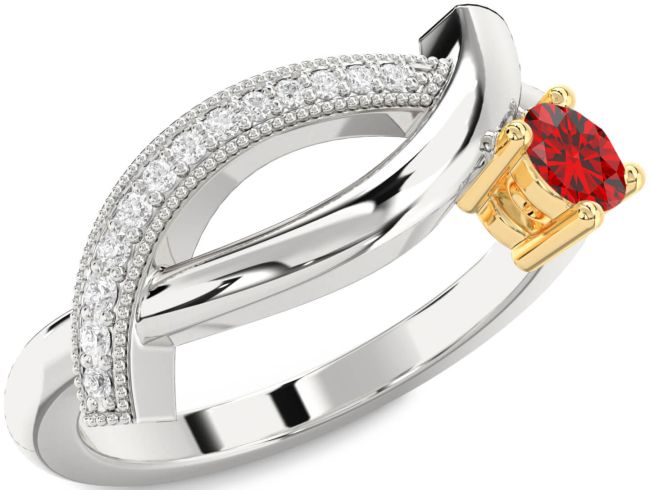 Diamond Ruby Gold Silver Round Promise Ring