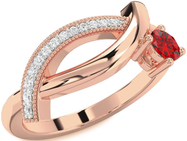 Diamond Ruby Rose Gold Round Promise Ring