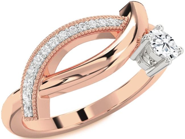 Diamond Rose Gold Silver Round Promise Ring