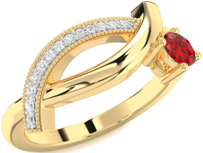Diamond Ruby Gold Round Promise Ring