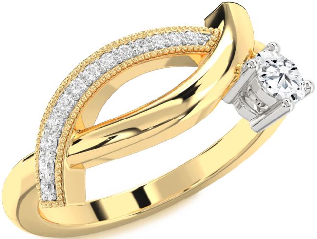 Diamond Platinum & Yellow Gold Round Promise Ring