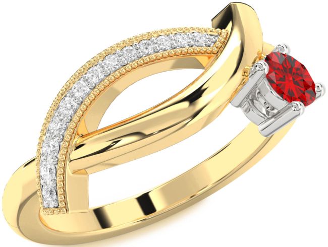 Diamond Ruby Gold Silver Round Promise Ring