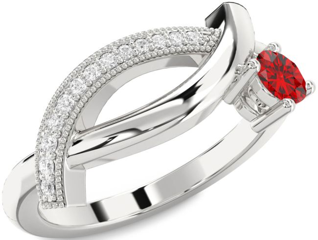 Diamond Ruby Platinum Round Promise Ring
