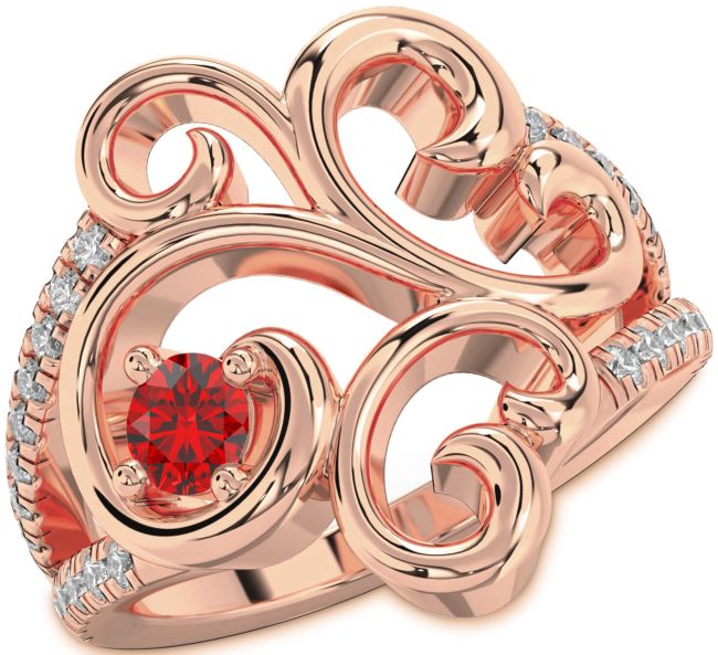 Diamond Ruby Rose Gold Round Promise Ring