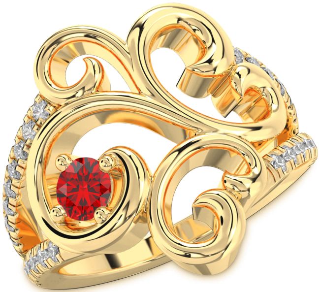 Diamond Ruby Gold Round Promise Ring