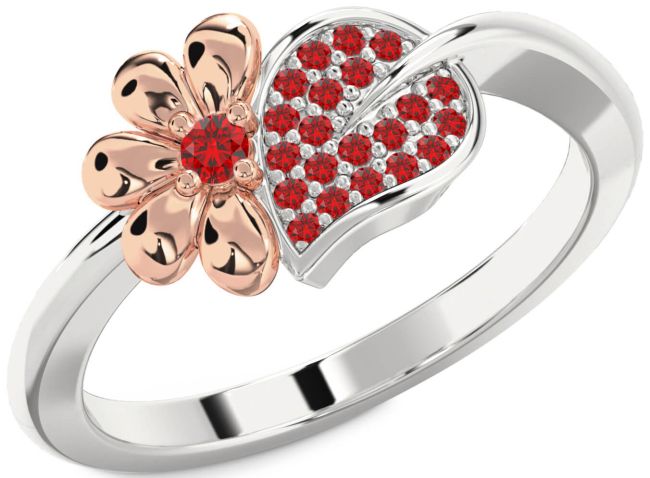 Ruby Rose Gold Silver Daisy Ring
