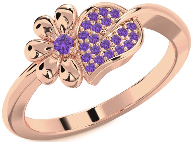 Amethyst Rose Gold Daisy Ring