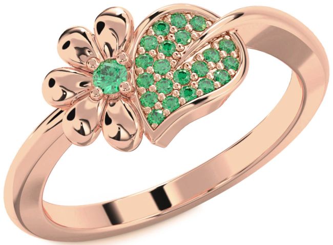 Emerald Rose Gold Daisy Ring