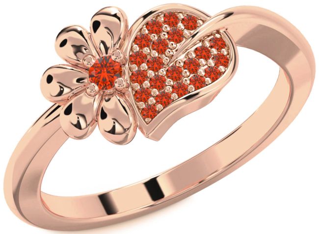 Fire Opal Rose Gold Daisy Ring