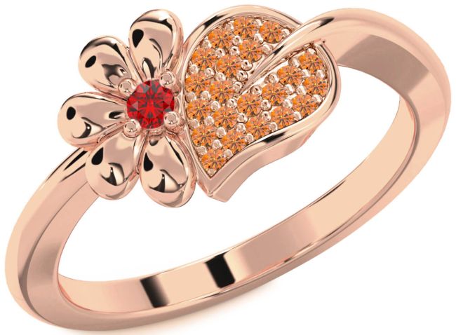 Ruby & Citrine Rose Gold Daisy Ring