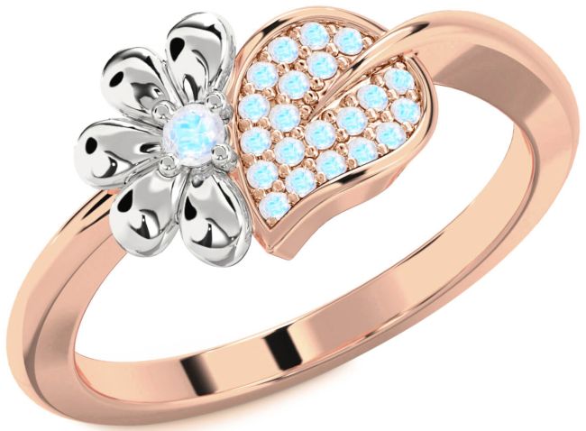 Moonstone Rose Gold Silver Daisy Ring