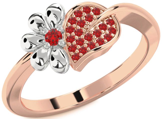 Ruby Rose Gold Silver Daisy Ring
