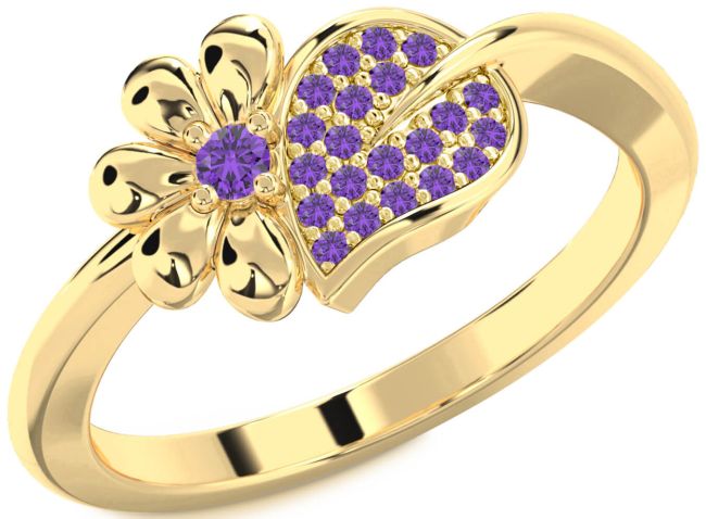 Amethyst Gold Daisy Ring