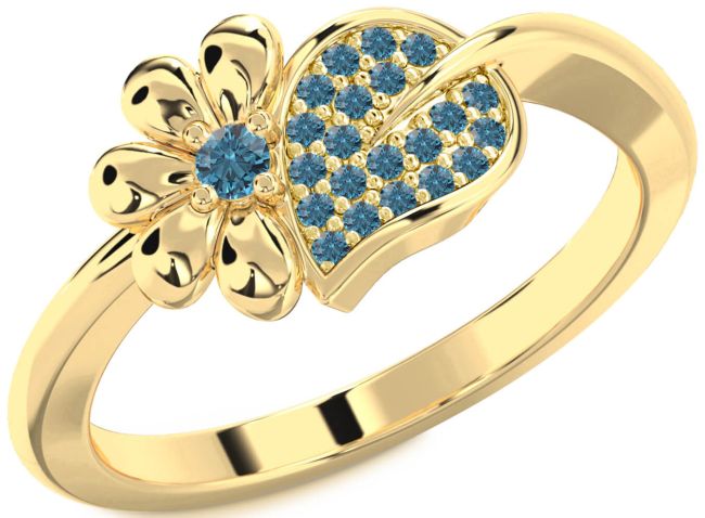 Blue Diamond Gold Daisy Ring