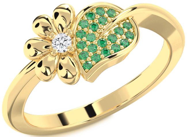 Emerald & Diamond Gold Daisy Ring