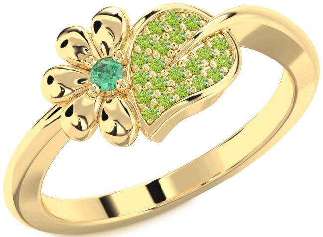 Emerald & Peridot Gold Daisy Ring