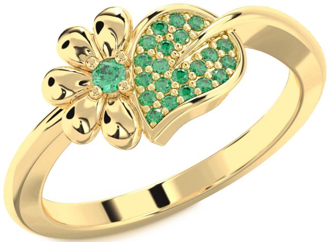 Emerald Gold Daisy Ring