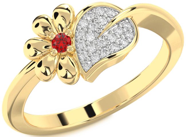 Diamond & Ruby Gold Daisy Ring