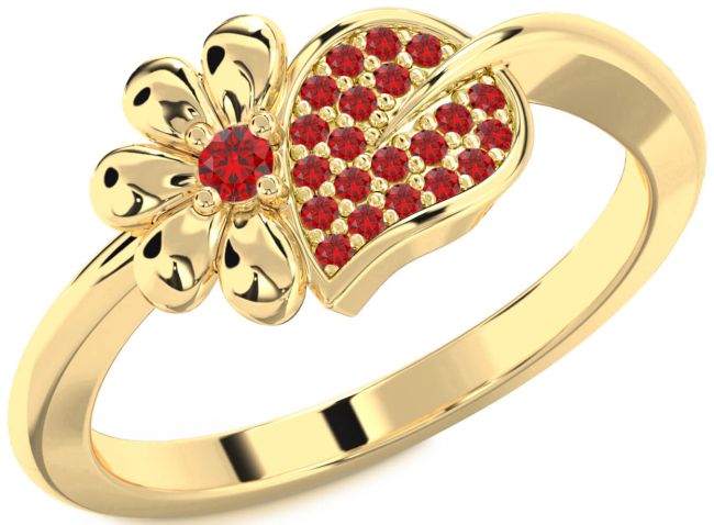 Ruby Gold Daisy Ring