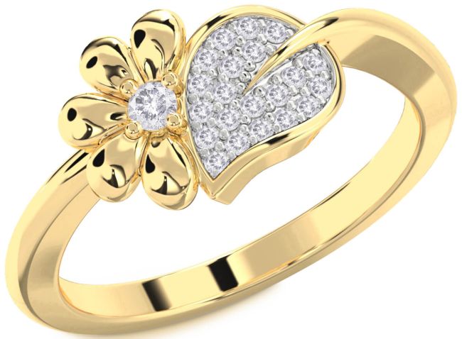 Salt & Pepper Diamond Gold Daisy Ring