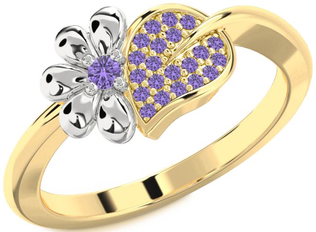 Alexandrite Gold Silver Daisy Ring