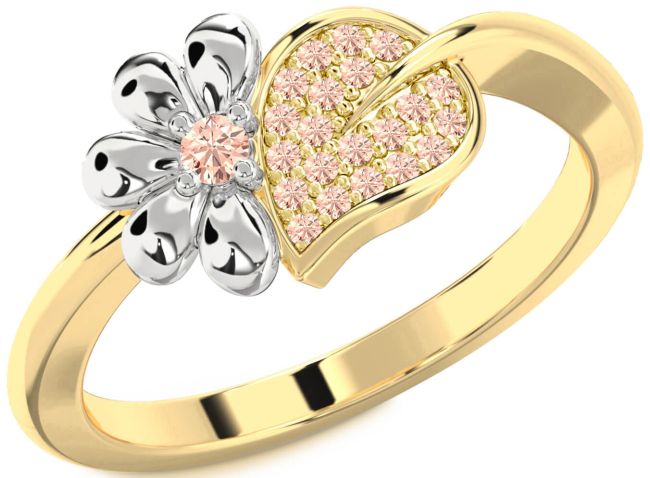 Morganite Gold Silver Daisy Ring