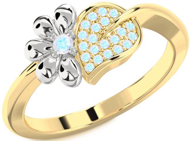 Moonstone Gold Silver Daisy Ring