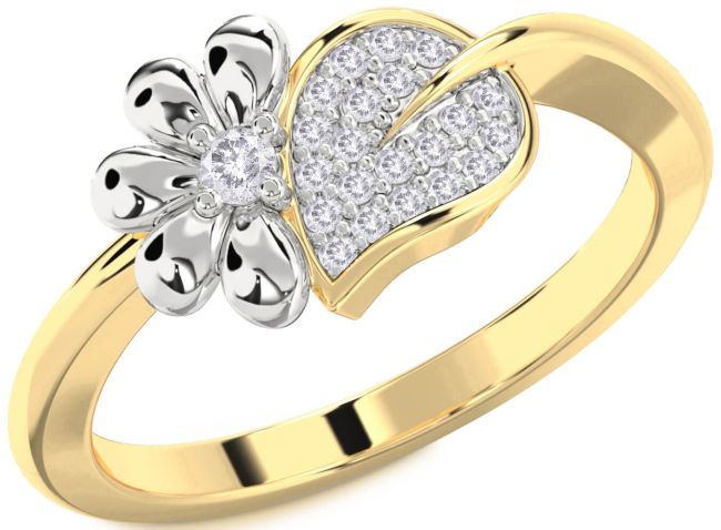 Salt & Pepper Diamond Gold Silver Daisy Ring