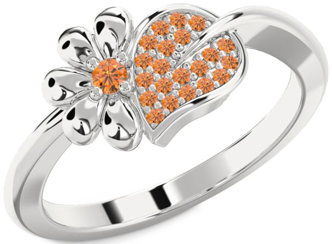 Citrine Silver Daisy Ring