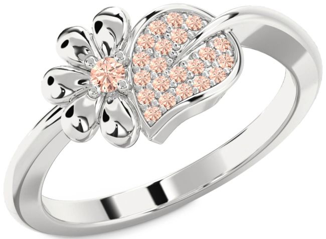 Morganite Silver Daisy Ring