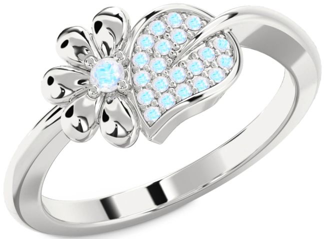 Moonstone Silver Daisy Ring