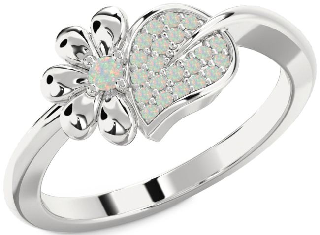 Opal Silver Daisy Ring