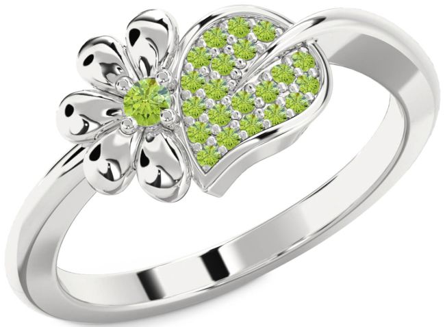 Peridot Silver Daisy Ring