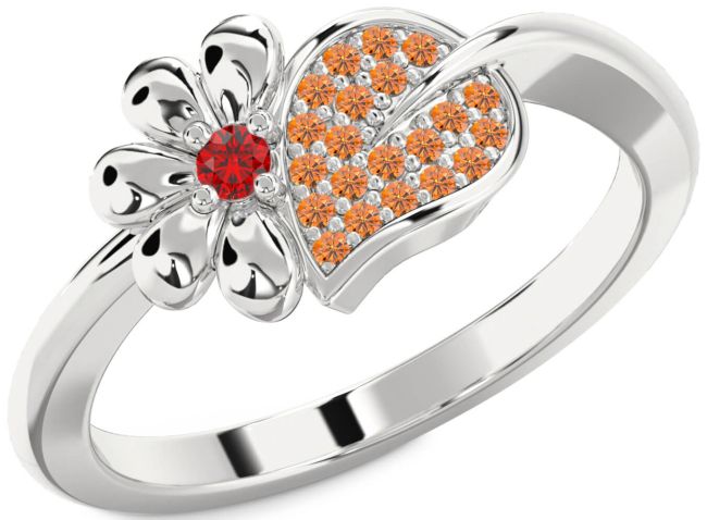 Ruby & Citrine Silver Daisy Ring