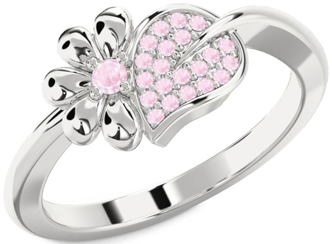 Rose Quartz Silver Daisy Ring