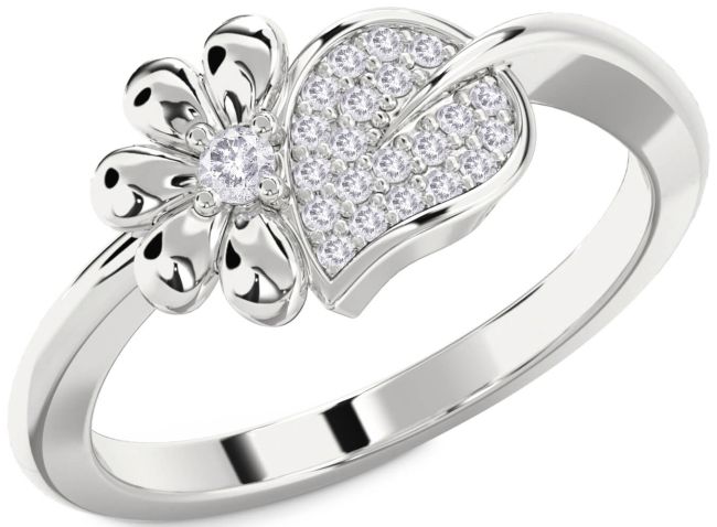 Salt & Pepper Diamond Silver Daisy Ring