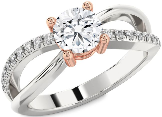 Diamond Platinum & Rose Gold Round Solitaire Engagement Ring