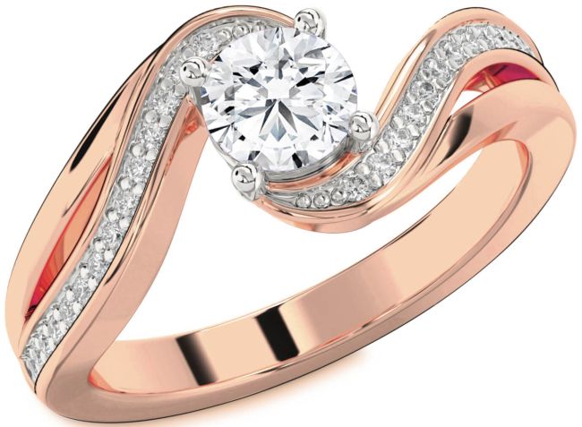 Diamond White Rose Gold Round Solitaire Engagement Ring